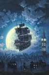 Peter Pan Artwork Peter Pan Artwork Sailing Into The Moon